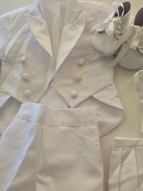 White Kids Matching Formal Vest and Pants Set